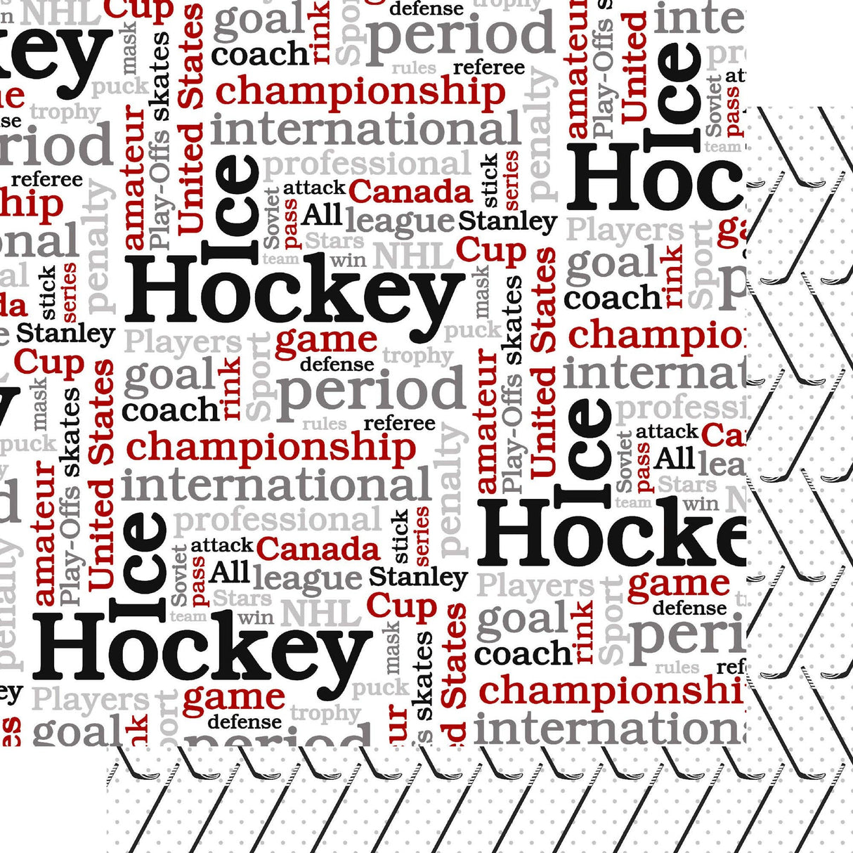 SSC Designs, Hockey Season Collection Stick & Score 12 x 12 Double-Sided Scrapbook Paper