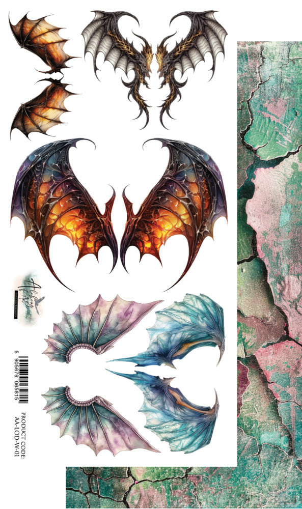 Alchemy of Art, 6x12 Extras Paper, The Legends of the Dragon - Wings Dragon