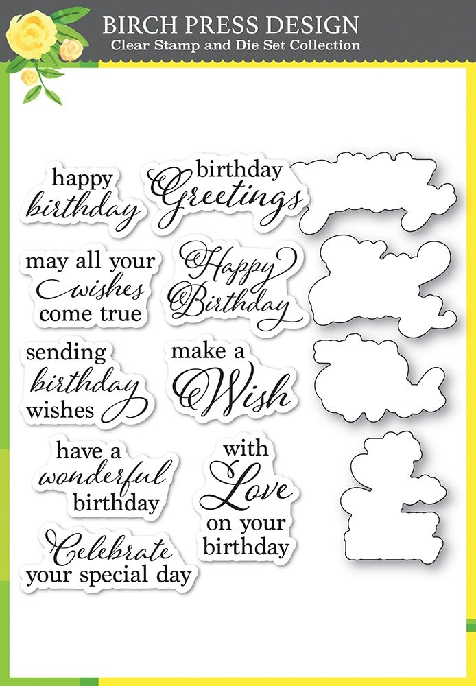 Birch Press Designs, Stamp and Die, Elegant Birthday Sentiments