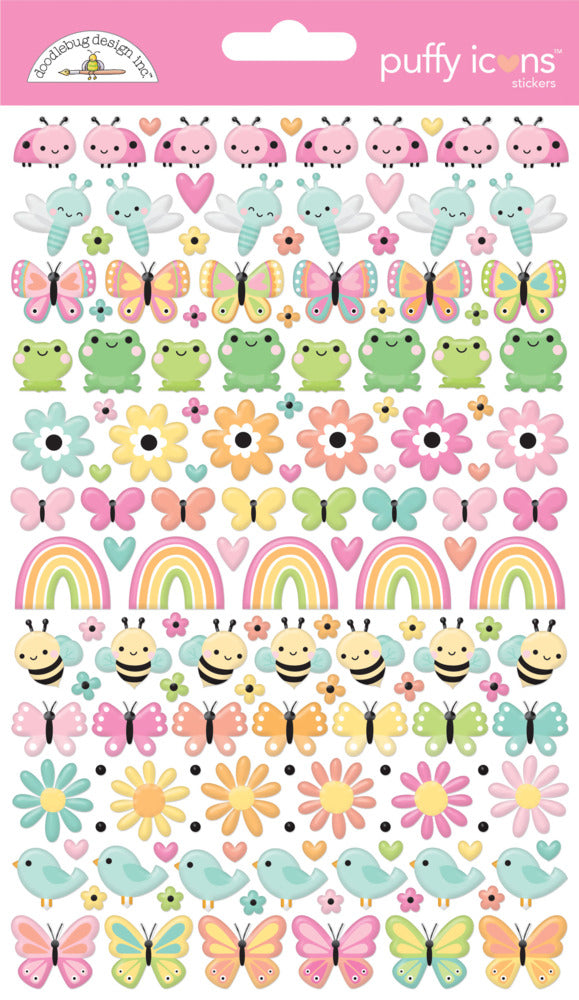 Doodlebug, Puffy Icons Stickers, Butterfly Kisses