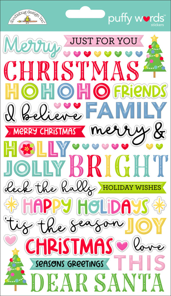 Doodlebug, Puffy Words Stickers, Oh What Fun Pre-order
