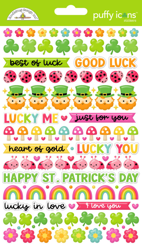 Doodlebug, Lucky Me, Puffy Icons Stickers