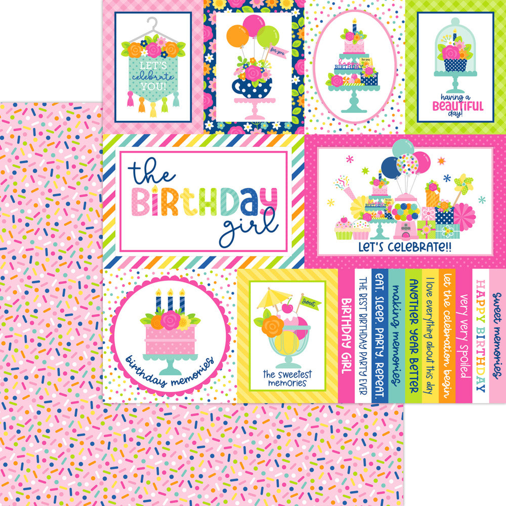 Doodlebug, 12x12 Patterned Paper, Cupcakes & Candles - Sweet Sprinkles