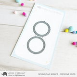 Mama Elephant, Round Tag Wishes Stamp & Die Set