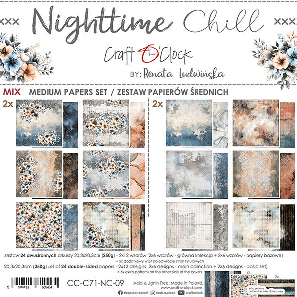 Craft O’Clock, 8x8 Mix Paper Pad, Nighttime Chill