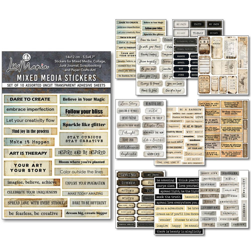 Ciao Bella, LuMania Mixed Media Stickers, Little Words