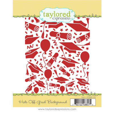 Taylored Expressions, Hat’s off Grad Background Stamp