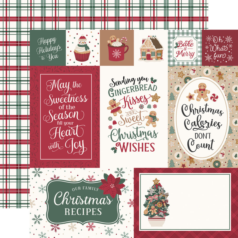 Echo Park, 12X12 Patterned Paper, Baking Christmas Cheer - Baking Journaling Cards