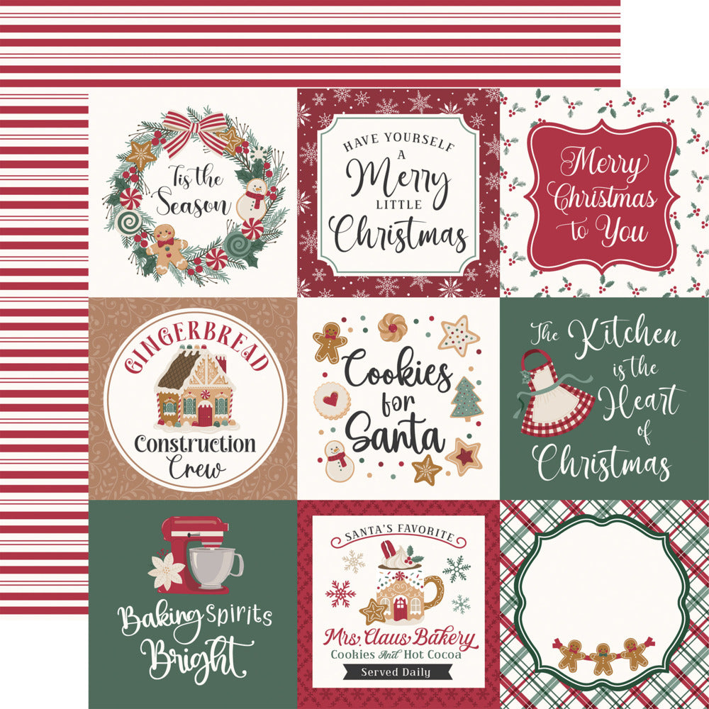 Echo Park, 12X12 Patterned Paper, Baking Christmas Cheer - 4x4 Journaling Cards