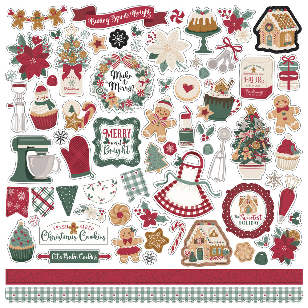 Echo Park, 12X12 Element Sticker Sheet, Baking Christmas Cheer