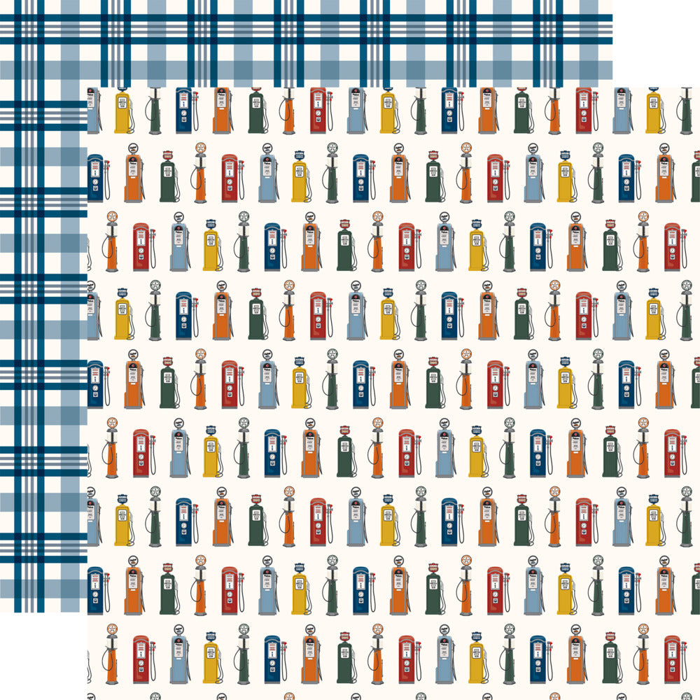 Echo Park, Carta Bella, 12X12 Patterned Paper, Cars - Fill Up On Gas