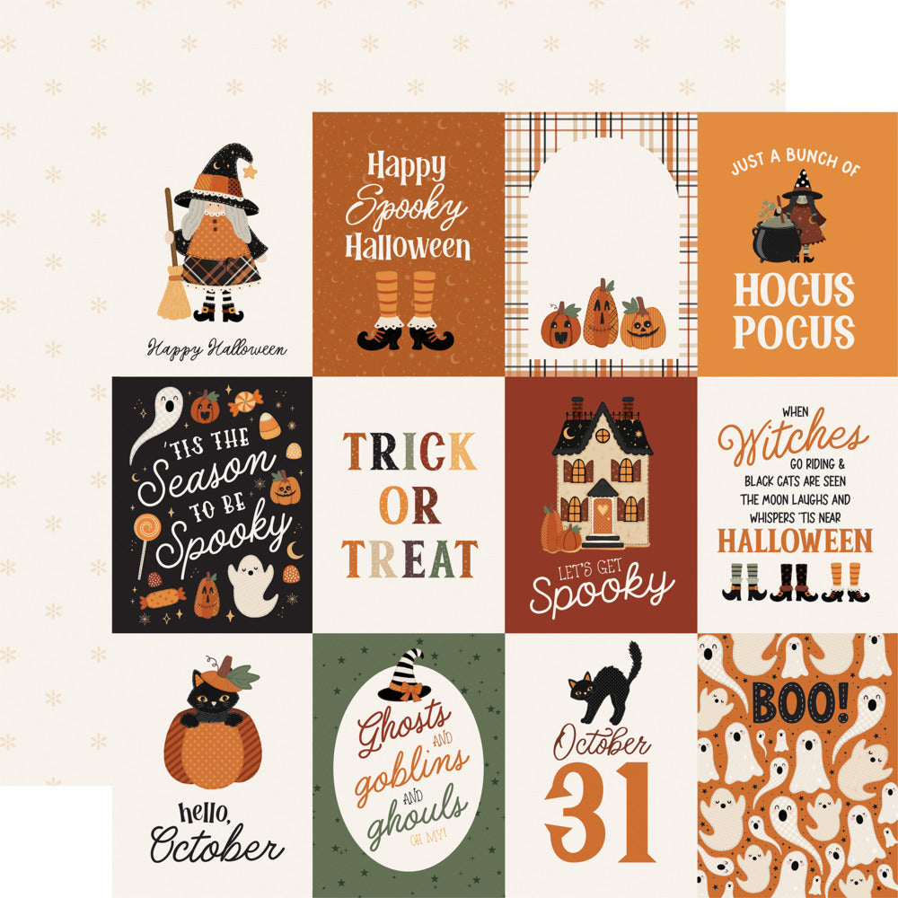 Echo Park, 12X12 Patterned Paper, Handmade Halloween - 3x4 Journaling Cards