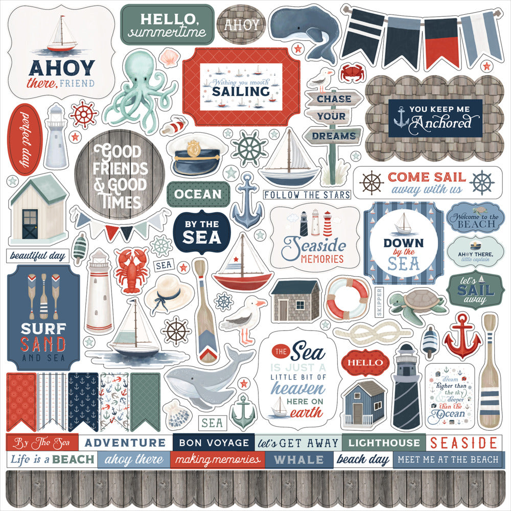 Echo Park, Seashore, Element Sticker Sheet