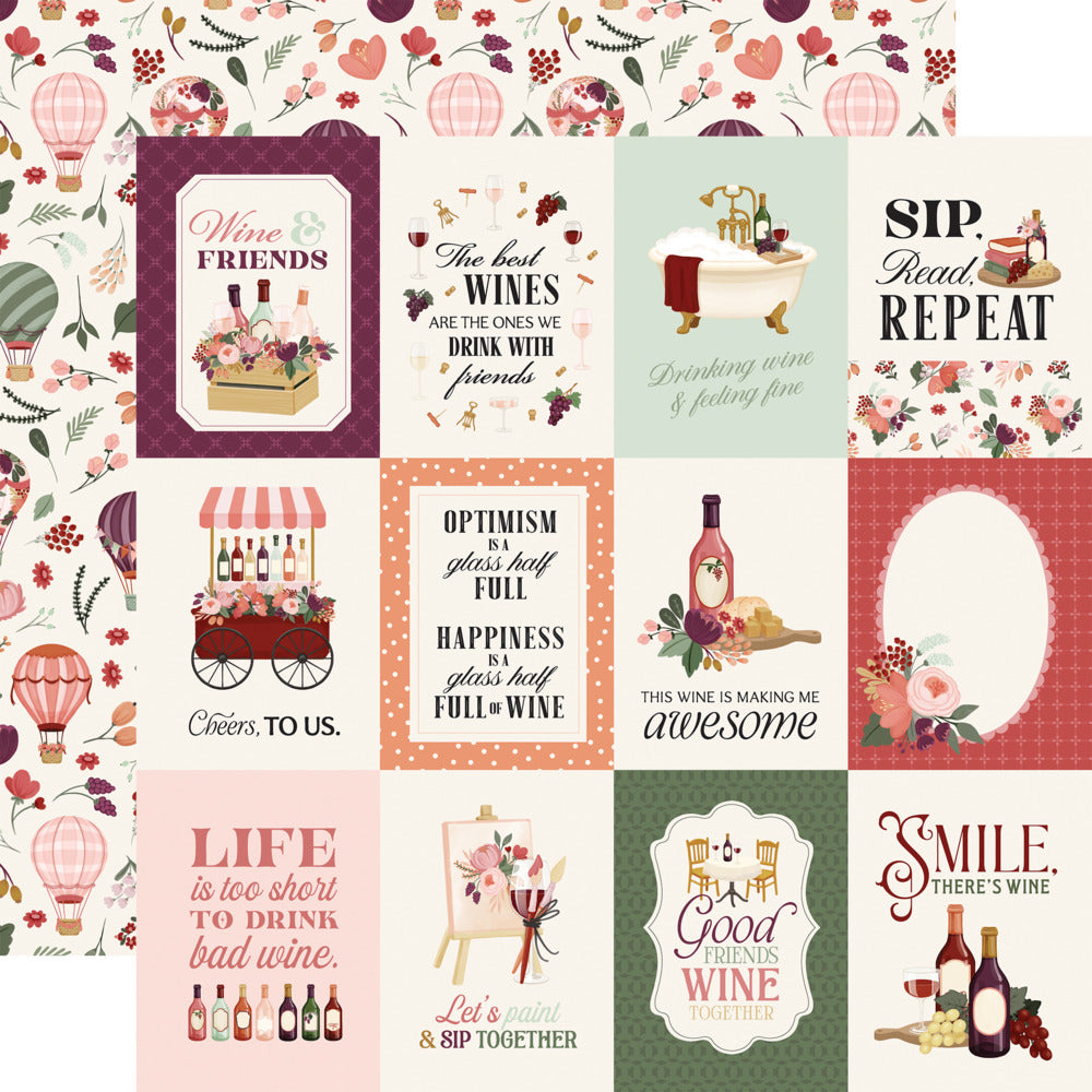Simple Stories, 12X12 Patterned Paper, Wine - 3x4 Journaling Cards