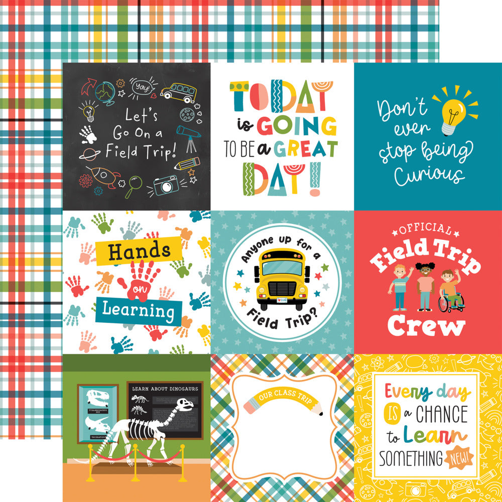 Echo Park, 12X12 Patterned Paper, Field Trip - 4x4 Journaling Cards
