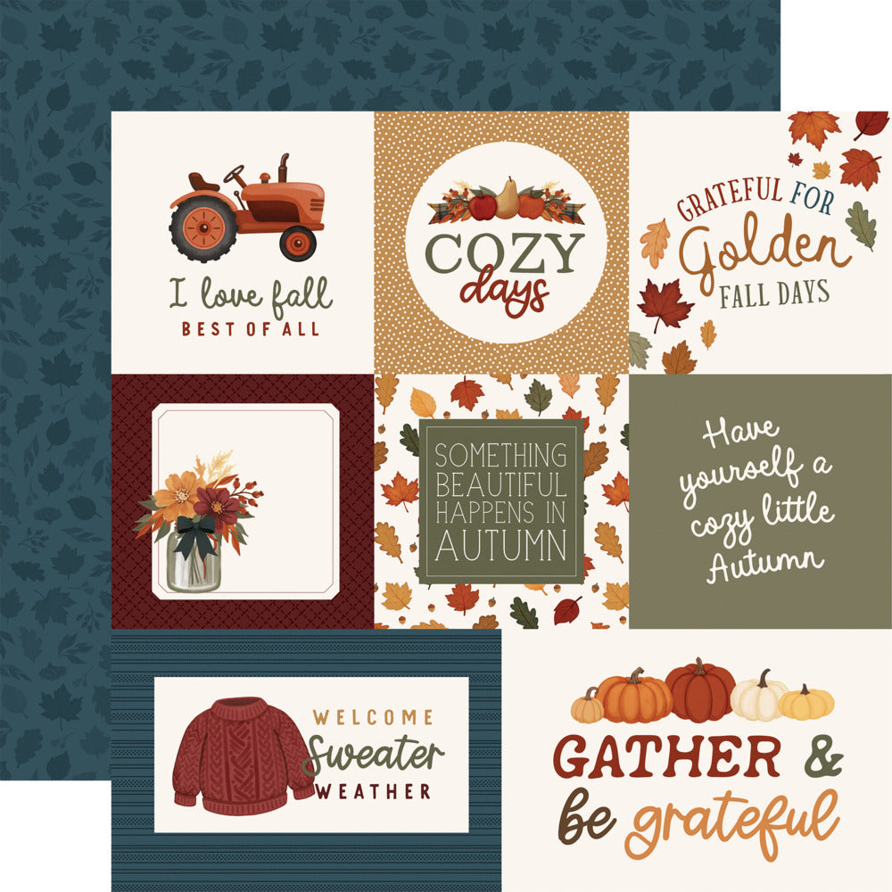 Echo Park, 12X12 Patterned Paper, Here Comes Autumn - Multi Journaling Cards