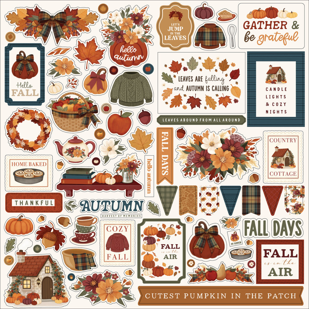 Echo Park, 12X12 Element Sticker Sheet, Here Comes Autumn