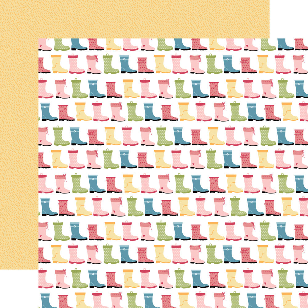Echo Park, 12X12 Patterned Paper, In Full Bloom - Put On Your Rainboots