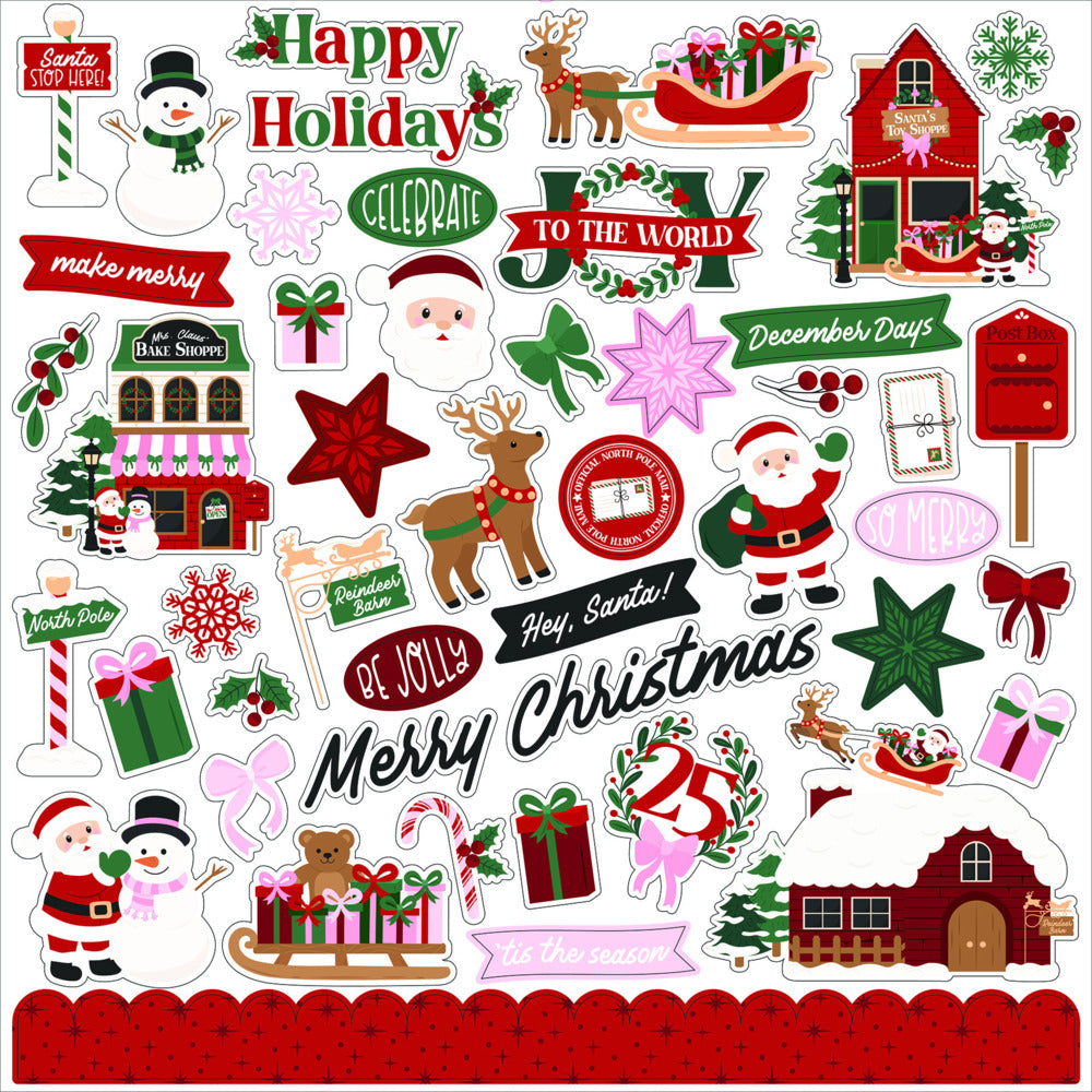 Echo Park, 12X12 Element Sticker Sheet, North Pole Christmas