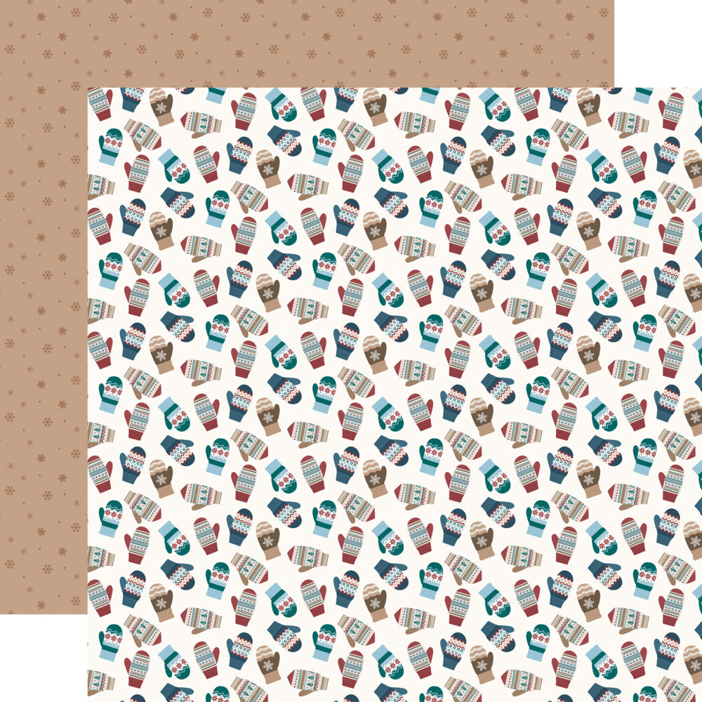 Echo Park, 12X12 Patterned Paper, Wonderful Winter Days - Cozy Mittens