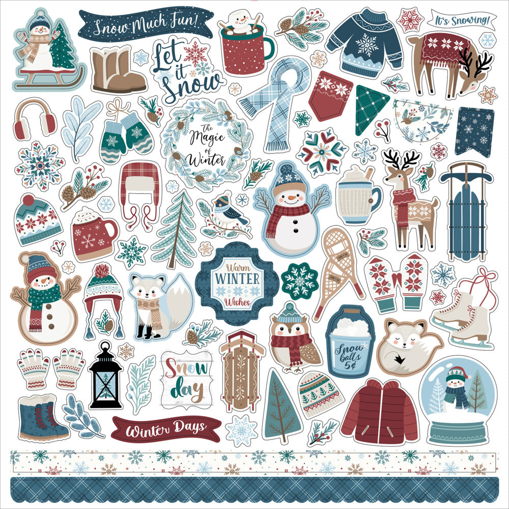 Echo Park, 12x12 Element Sticker Sheet, Wonderful Winter Days