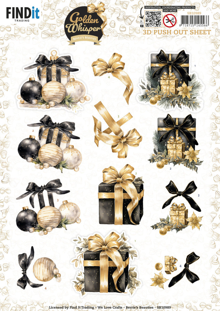 Find IT Trading, Berries Beauties 3D Push Out Sheet, Golden Whisper - Presents