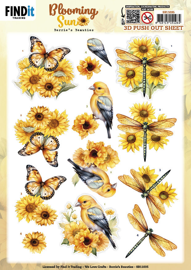 Berries Beauties, 3D Push Out Sheet, Blooming Sun - Golden Meadow SB11035
