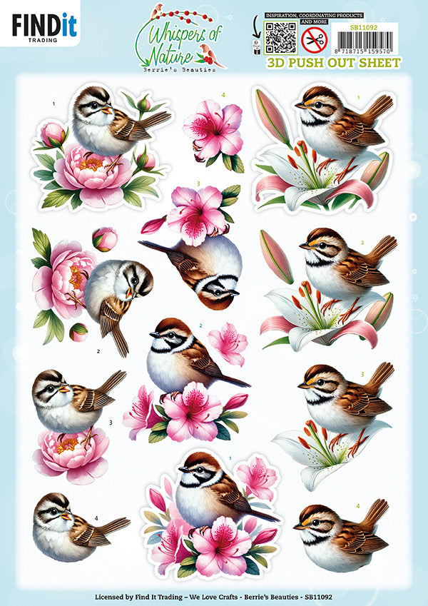 Berries Beauties, 3D Push Out Sheet, Whispers of Nature - Brown SB11092
