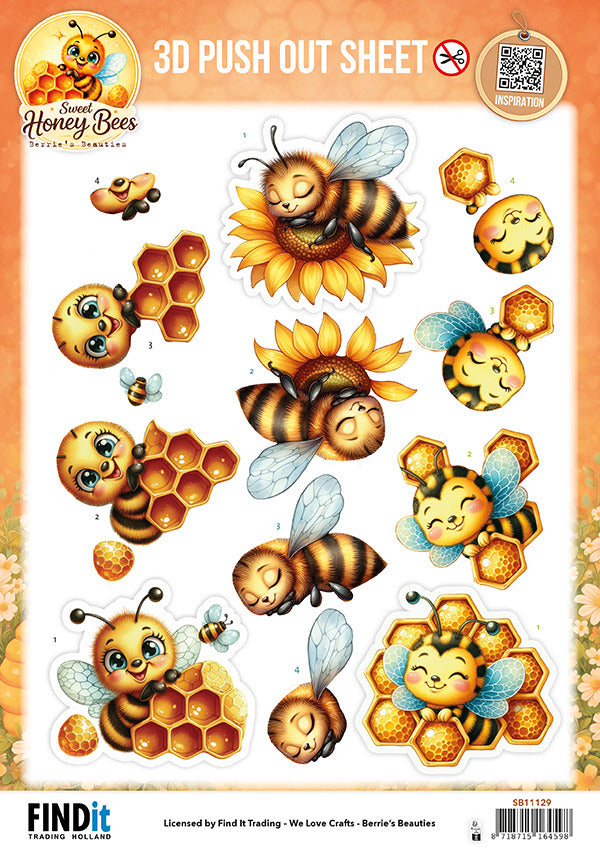 Find It, Berries Beauties 3D Push Out Sheet, Sweet Honey Bees - Golden Garden Pre-order