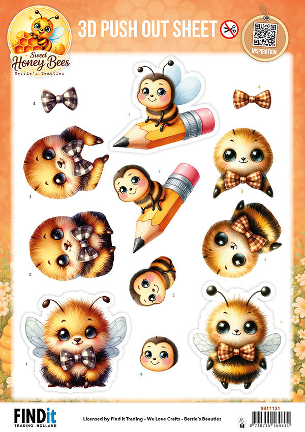 Find It, Berries Beauties 3D Push Out Sheet, Sweet Honey Bees - Little Buzzers Pre-order