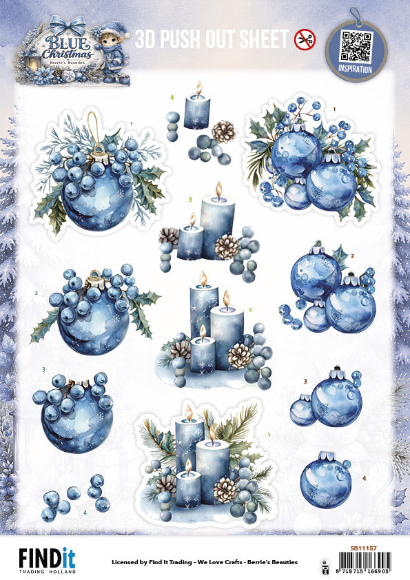 Find it, Berries Beauties 3D Push Out Sheet, Blue Christmas - Christmas Feelings Pre-order