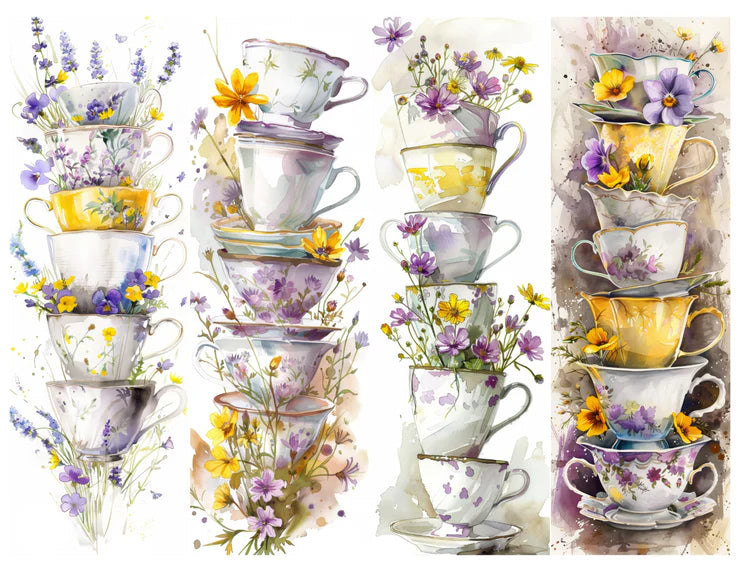 Simply Stated, Floral Tea Cups Bookmarks