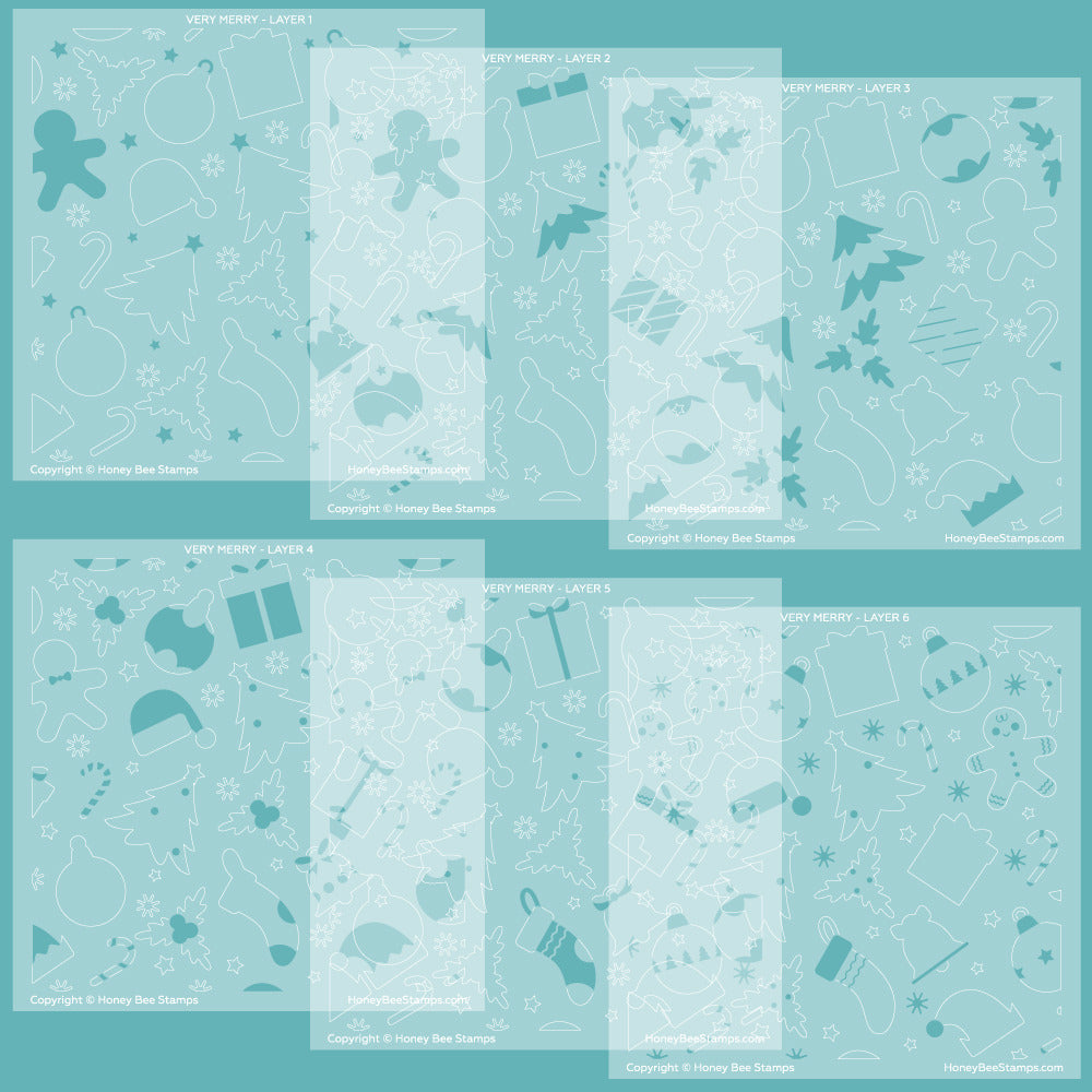 Honey Bee, Layering Stencil, Very Merry (6pc) Pre-order