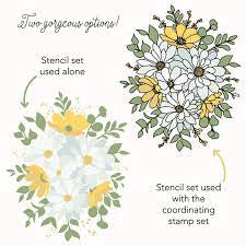 HoneyBee Stamps, Daisy Layers Bouquet Stencil Set