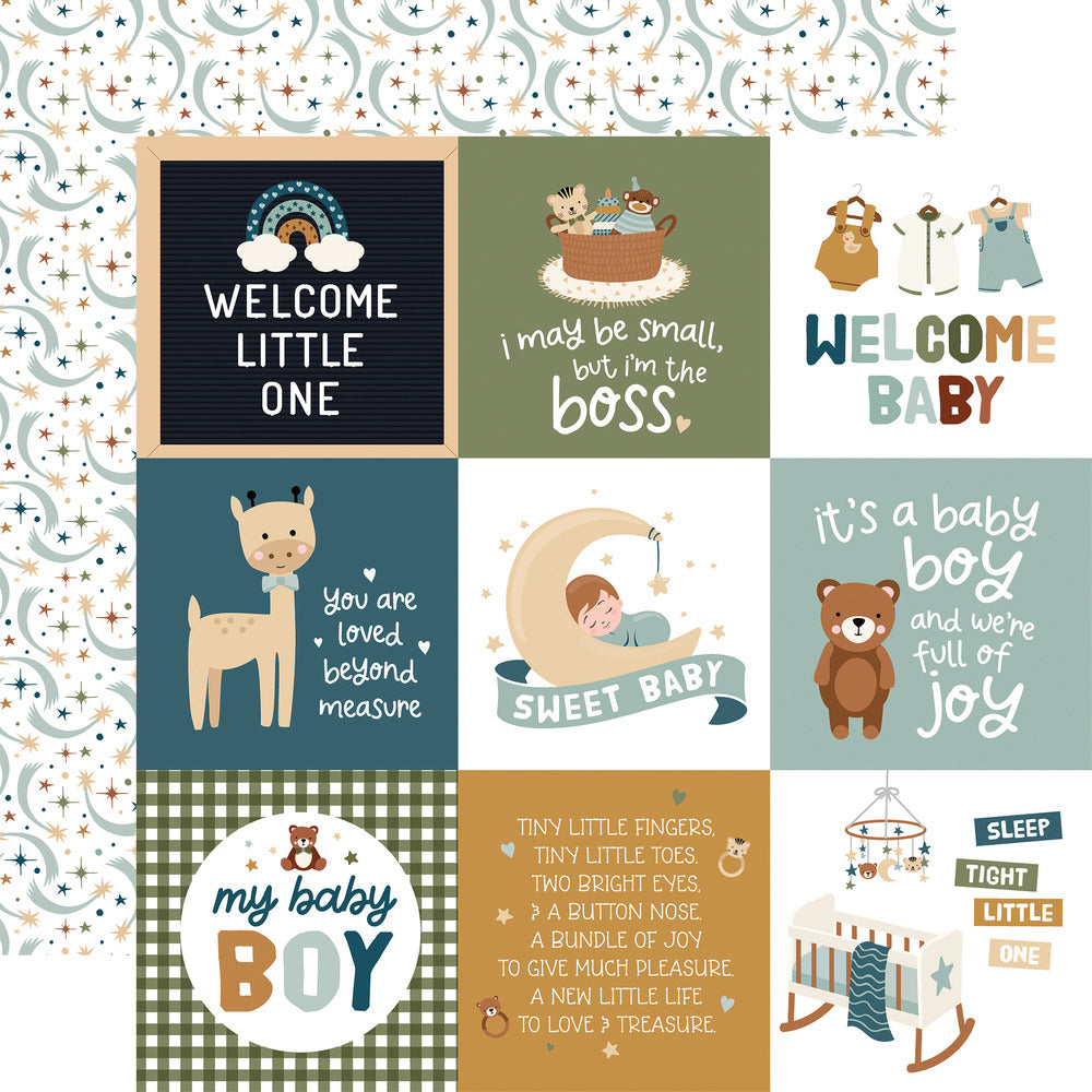 Echo Park, Special Delivery, Baby Boy, 4x4 Journaling Cards