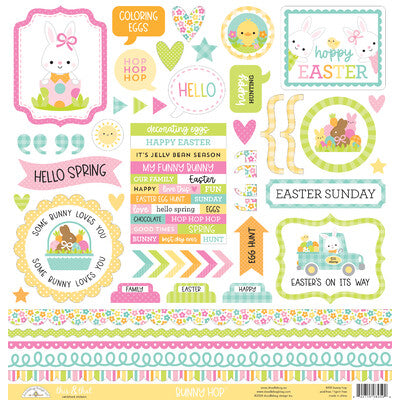 Doodlebug, Bunny Hop, Sticker Sheet