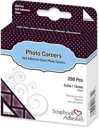 Scrapbook Adheisves, Self Adhesive Photo Corners-Clear