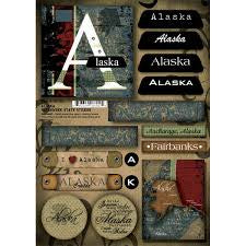 Scrapbook Customs, Alaska Patchwork State Sticker