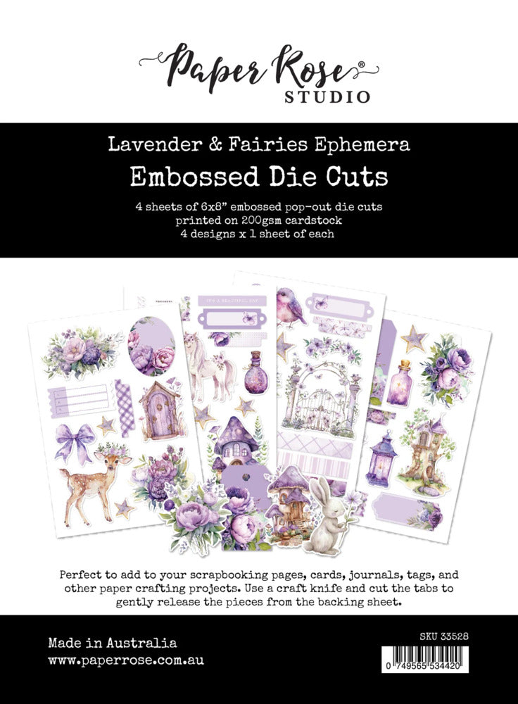 Lavender & Fairies, Embossed Ephemera Die Cuts