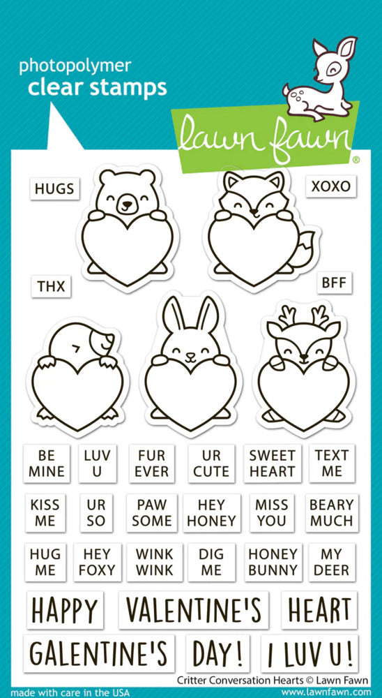 Lawn Fawn, Critter Conversation Hearts Stamp & Die Cut