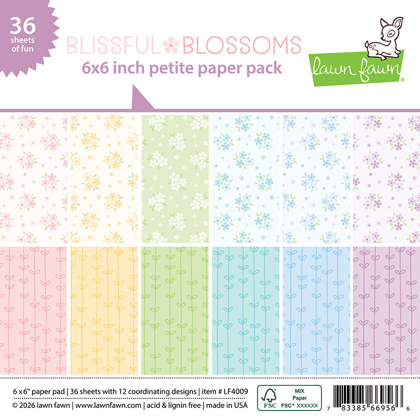 Lawn Fawn, 6X6 Petite Paper Pack, Blissful Blossoms