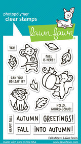 Lawn Fawn, Fall Mice Stamp & Die Set