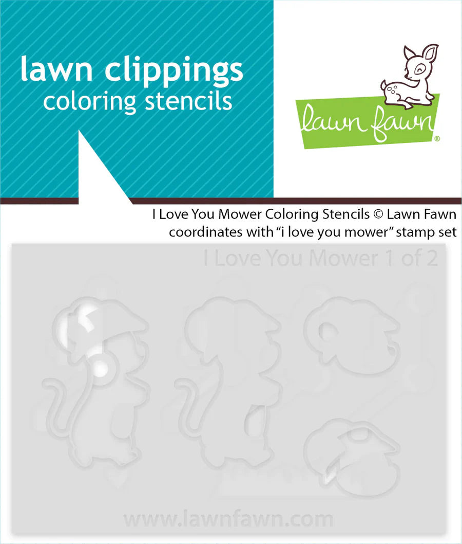Lawn Fawn, I love You mower Colouring Stencils