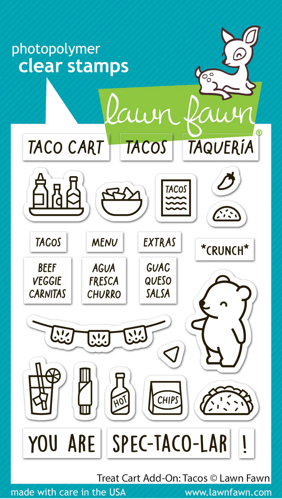 Lawn Fawn Treat Cart Add On: Tacos Stamp