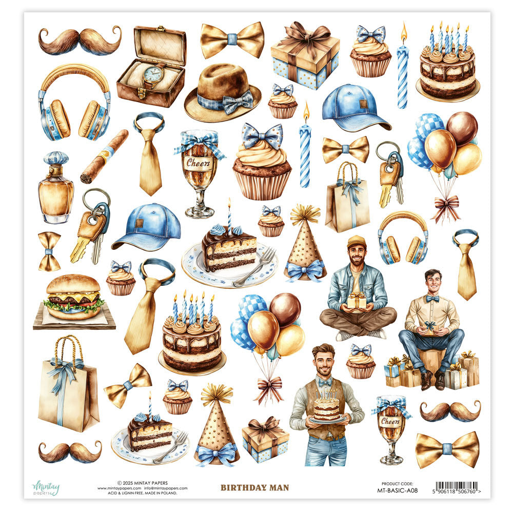 Mintay Paper, 12X12 Elements Paper, Birthday Man