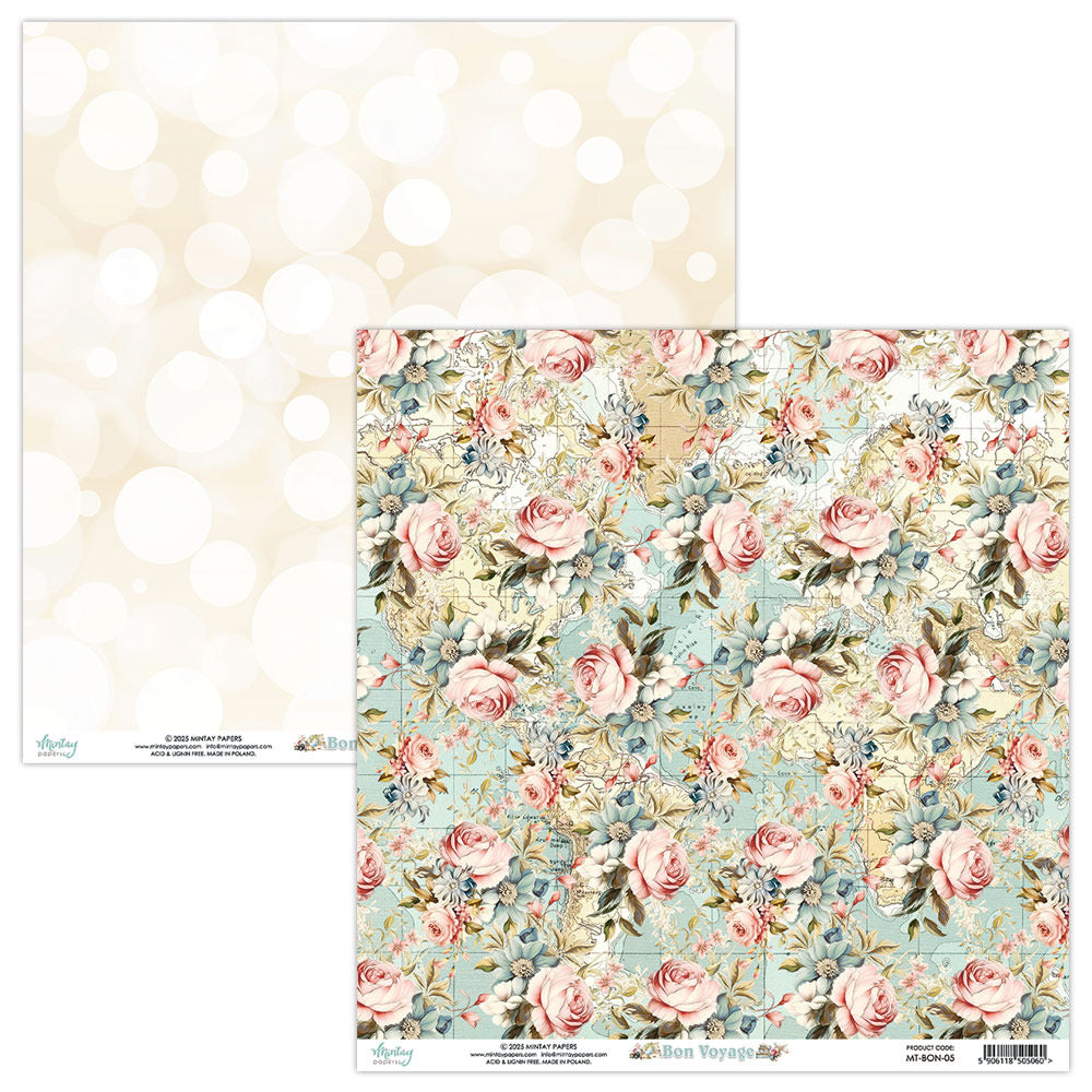 Mintay, 12X12 Patterned Paper, Bon Voyage 05