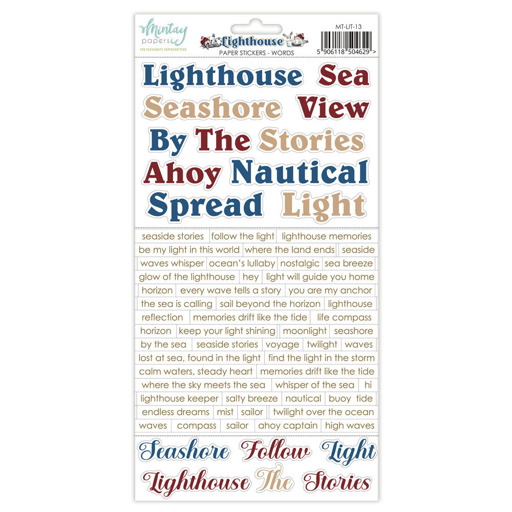 Mintay, 6X12 Paper Stickers, Lighthouse - Words