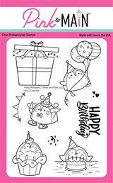 Pink & Main, Party Penguins Clear Stamp & Die