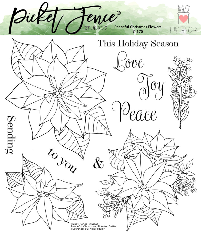 Picket Fence; Peaceful Christmas Flowers Stamp Set