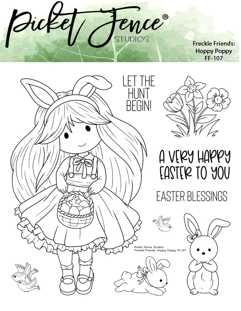 Picket Fence Studios, Freckle Friends: Hoppy Poppy Stamps